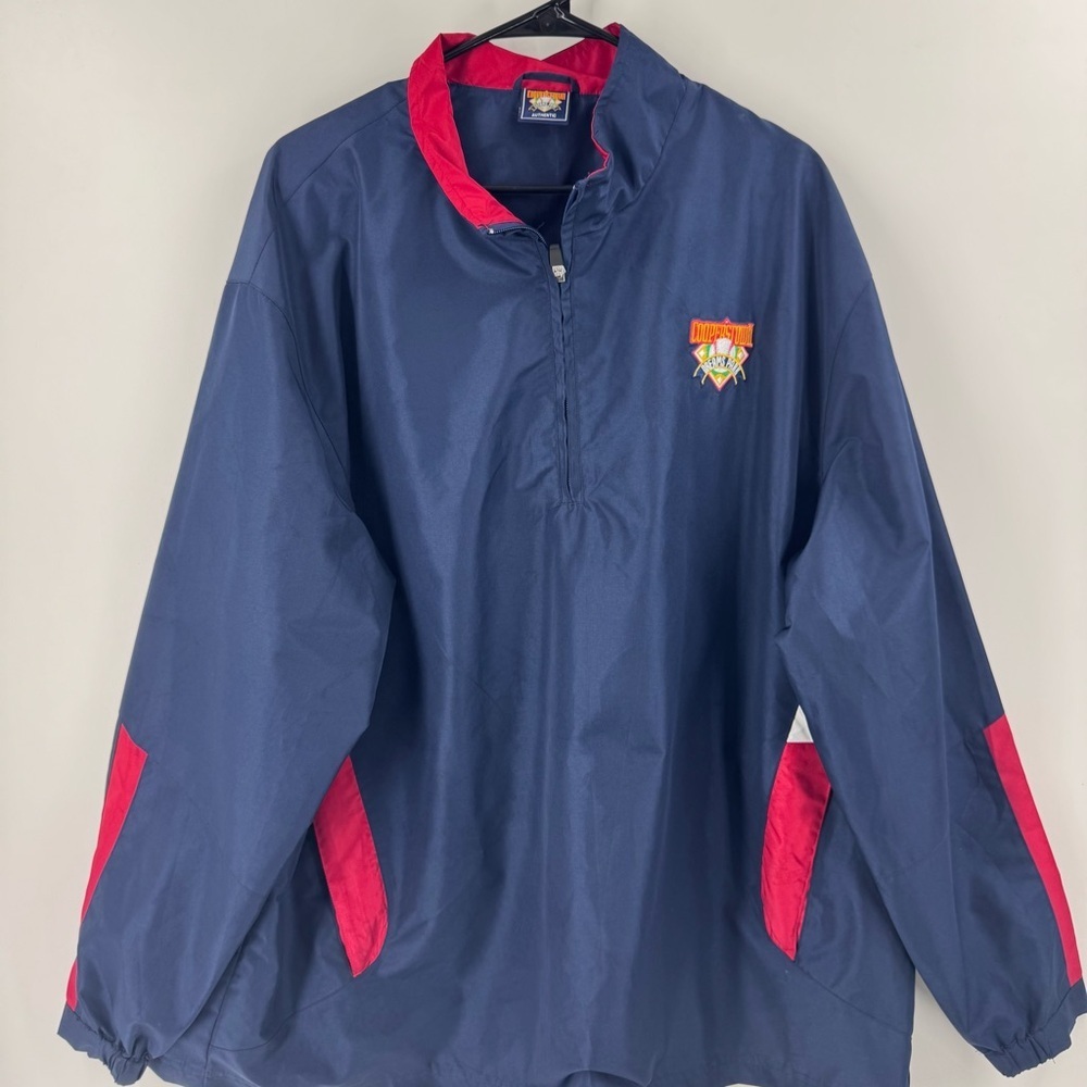 Cooperstown Authentic Dream Park Navy and Red 1/4 Zip Windbreaker